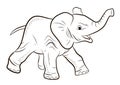 In the animal world. Image of an elephant. Black and white drawing, coloring. Royalty Free Stock Photo